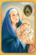 イタリア　プラ板金箔押ご絵　CRRCC126   母性の祈り　聖母への嘆願　子育ての助け　 84mm×５５ｍｍ　裏面英語の祈り