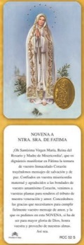 イタリア　プラ板金箔押ご絵　CRRCC52s  ファティマの聖母　84mm×５５ｍｍ　裏面スペイン語の祈り