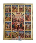 ギリシャ　Iconotechniki S.A　 ドデカオルト　聖なる１２留　EW　１４７７　  ３５０ミリ×２８５ミリ厚み２０ミリ　板絵イコン