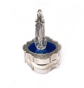 イタリア　 LALSC068　ルルドの聖母卓上小物入れ（４ミリ珠ロザリオまで可能）Box in metal with Our Lady of Fatima statue, oxidised cm. 8x4,5