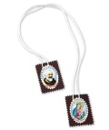 イタリア　LALSP027PIO   スカプラリオ　７×５，５センチ  St.Pio Brown Fabric Scapular with Envelope and card cm.7x5,5 SP 027-PIO