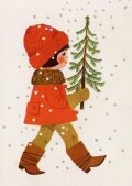ポストカード アート クリスマス ショーティ「ツリーを持った少女」105×148mm 2026新作