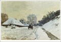 ポストカード アート モネ「荷馬車、オンフルールへの雪道」105×148mm 郵便はがき