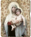 FRATELLI BONELLA　イタリア　壁掛・卓上両用　板絵　FBVINT3-231    子供とマドンナのビンテージスタイルの形をした木製の写真    13.3×10.8×0.8センチ