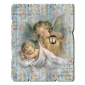 一般不可　転売不可　FRATELLI BONELLA　イタリア　壁掛・卓上両用　板絵　FBVINT3-352　赤ちゃんと天使　ヴィンテージ風の形をした木の絵　13.3×10.8×0.8センチ