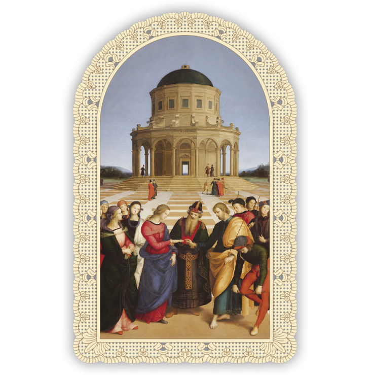 Officina D'Arte Torre　飾りレース紙ご絵　聖母の結婚 (ラファエロ)　Sposalizio Della Vergine　 OAT264 イタリア語祈りカード　