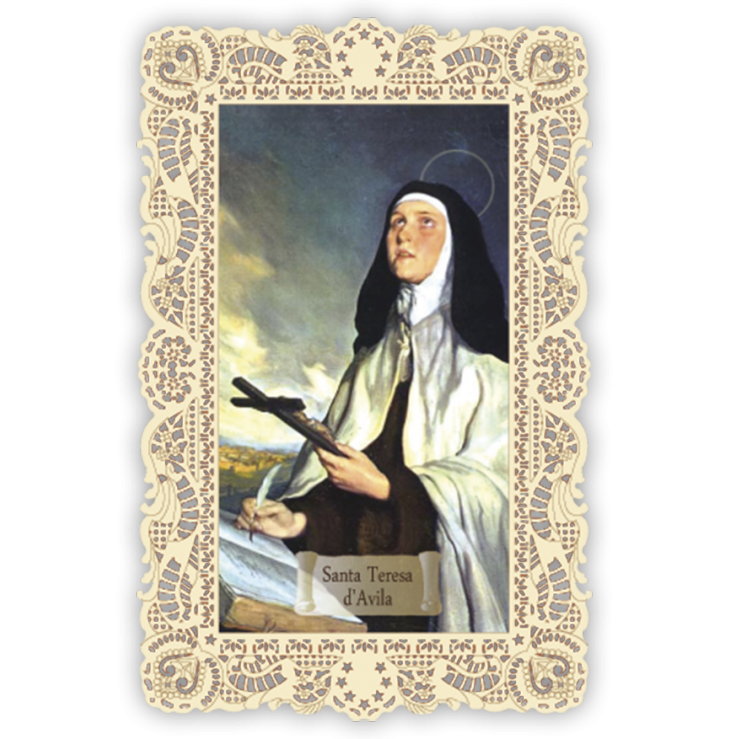 Officina D'Arte Torre　飾りレース紙ご絵　アビラの聖テレジア　Teresa D'Avila　　OAT85　イタリア語祈りカード　