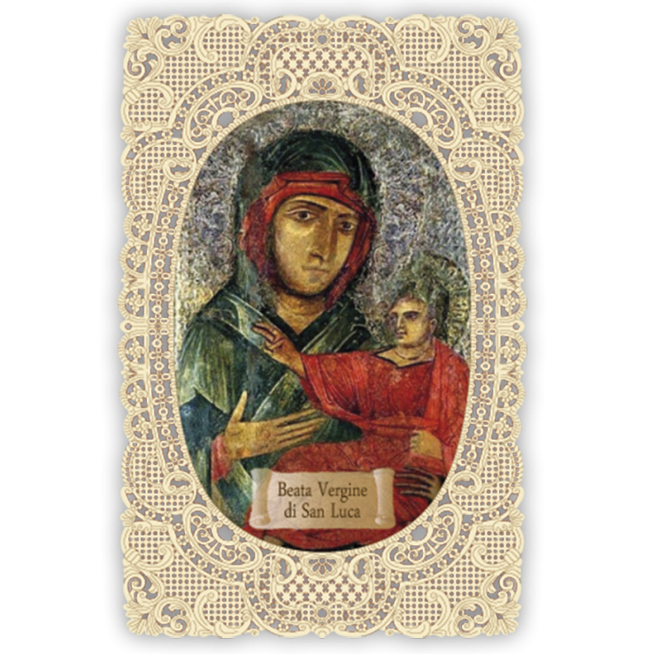 Officina D'Arte Torre　飾りレース紙ご絵  　聖ルカの聖母　Vergine Di San Luca　OAT156　イタリア語祈りカード　