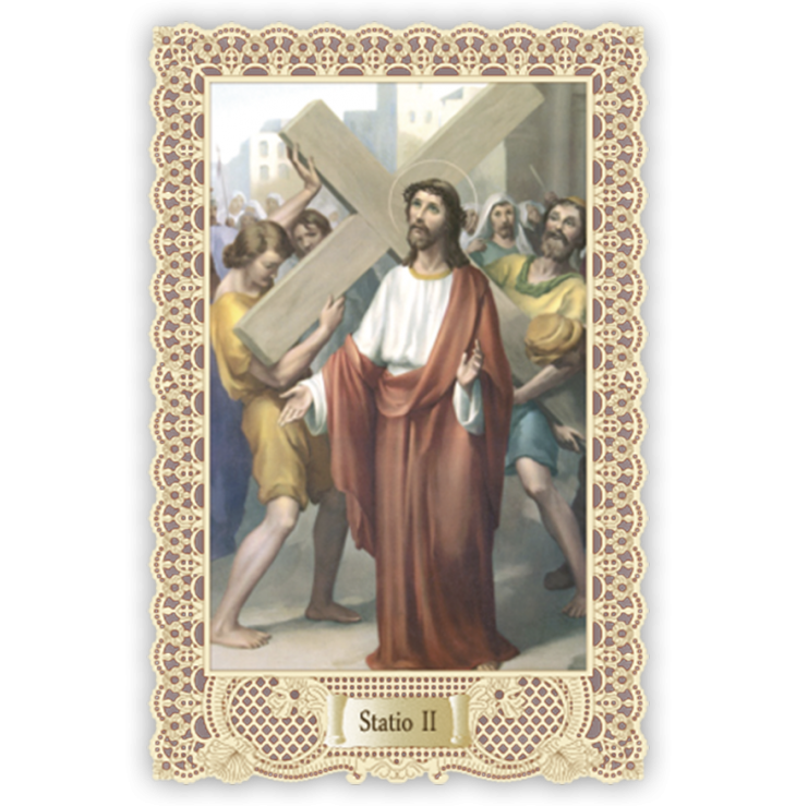 Officina D'Arte Torre　飾りレース紙ご絵 　十字架の道行　2　Via Crucis Stazione II　OAT162 　イタリア語祈りカード　