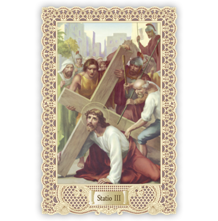 Officina D'Arte Torre　飾りレース紙ご絵 　十字架の道行　3　Via Crucis Stazione III　OAT163 　イタリア語祈りカード　