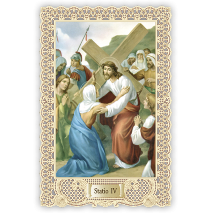 Officina D'Arte Torre　飾りレース紙ご絵 　十字架の道行　4　Via Crucis StazioneIV 　OAT164　イタリア語祈りカード　