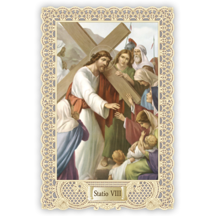 Officina D'Arte Torre　飾りレース紙ご絵 　十字架の道行 8　Via Crucis Stazione   VIII OAT168　イタリア語祈りカード　