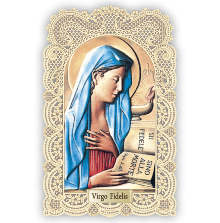 Officina D'Arte Torre　飾りレース紙ご絵  Virgo Fidelis  OAT213 イタリア語祈りカード　