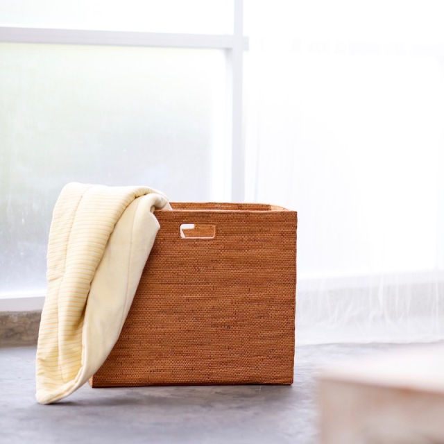 リビングボックス穴開きLサイズ（BOX397)  Rosily(ロージリー) バリ島 アタかご雑貨