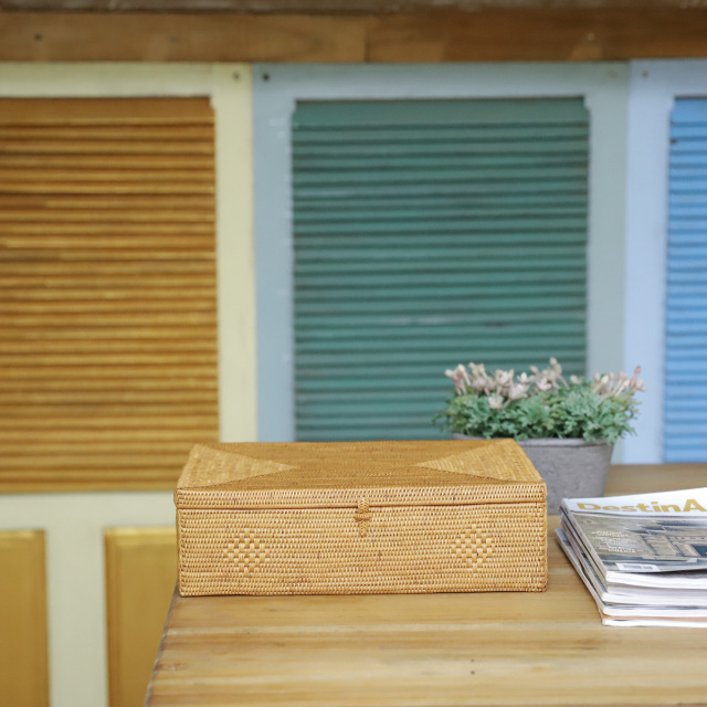 書類入れ蓋付きLサイズ (BOX417) Rosily(ロージリー) バリ島 アタかご