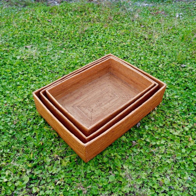 収納箱四角 浅型Sサイズ (BOX450) Rosily(ロージリー) バリ島 アタかご