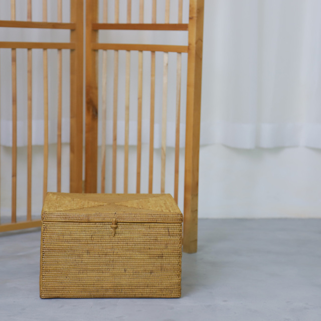 正方形蓋付き収納ボックスM (BOX459) Rosily(ロージリー) バリ島 アタ