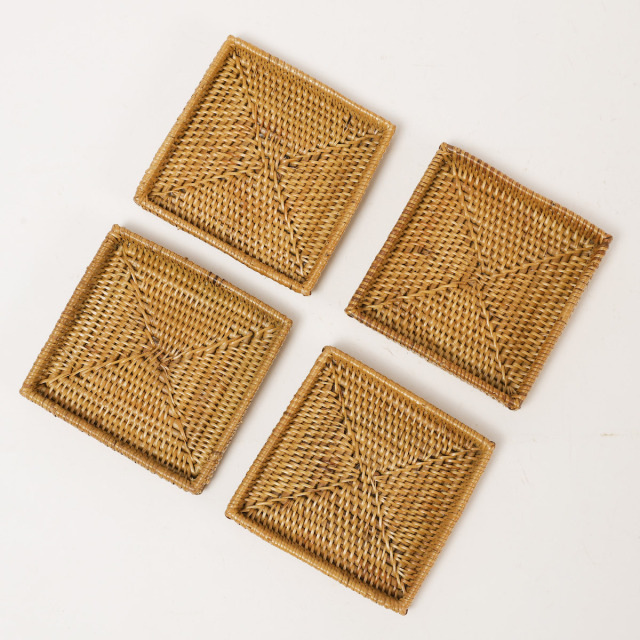 コースター四角淵有り1枚 (MAT181) Rosily(ロージリー) バリ島 アタ