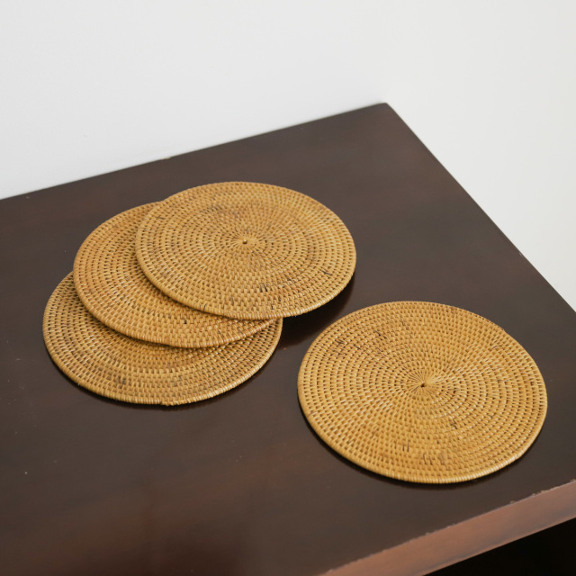 円形鍋敷Mサイズ【ラタン芯+アタ】1枚 (MAT194) Rosily(ロージリー