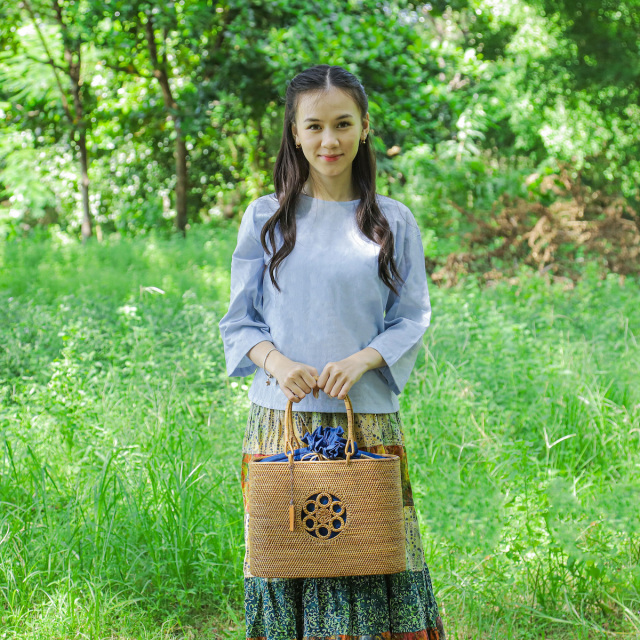 人気満点 和柄紋入バッグ (NAB519) アタかご バリ島 Rosily(ロージリー) バッグ