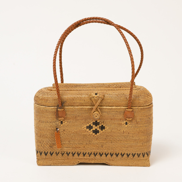 2364 アタバッグ カゴバッグ かごバッグ バリ島 楕円形 未使用 （家型  