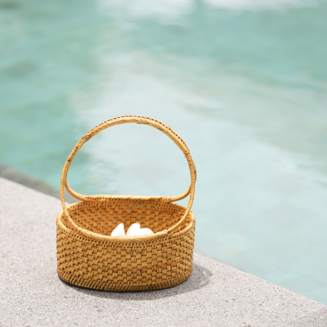 花籠持手付きSサイズ (OVL244) Rosily(ロージリー) バリ島 アタかご