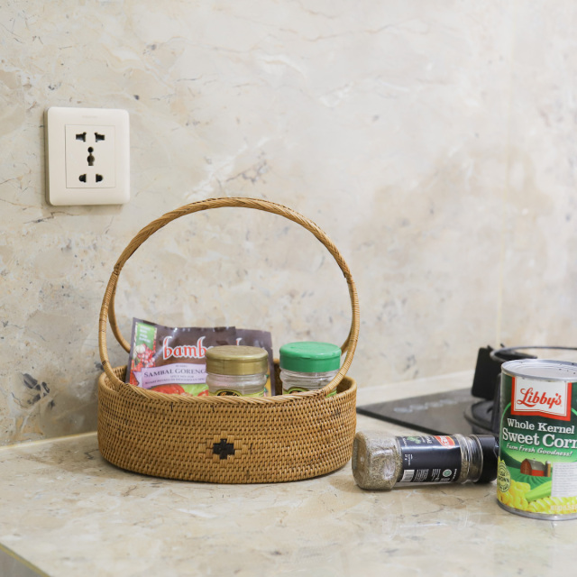 花籠持手付きLサイズ (OVL245) Rosily(ロージリー) バリ島 アタ