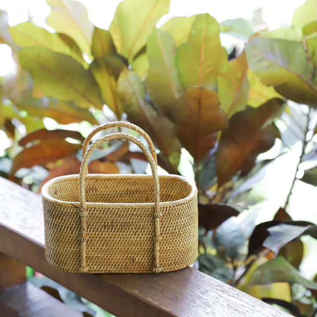 野菜籠持手付きSSサイズ (OVL253) Rosily(ロージリー) バリ島 アタかご