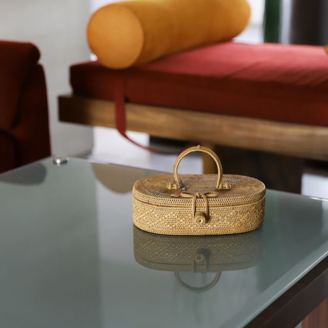 楕円コスメボックスリボン (PNC168) Rosily(ロージリー) バリ島 アタ