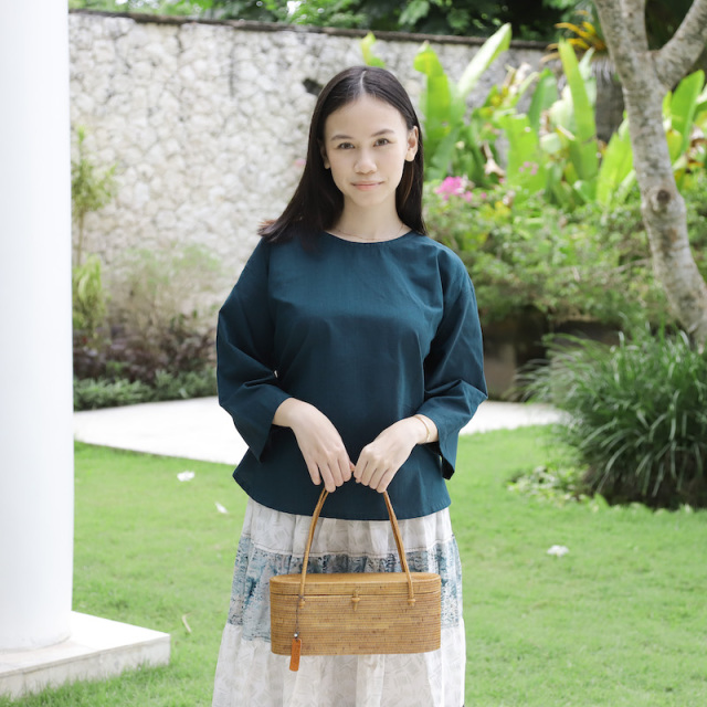 最終値下げ❗️一閑張りバッグ　姫柄 楕円スーパー小判型 Mサイズ (SAB029) Rosily(ロージリー) バリ