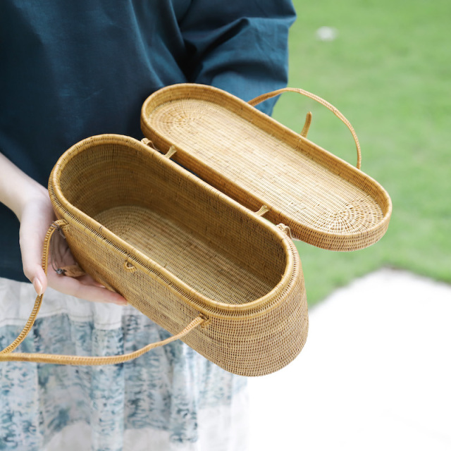 極細編みアタバッグ かごバッグ