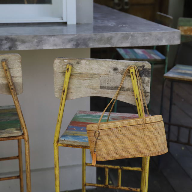 極細編みアタバッグ かごバッグ