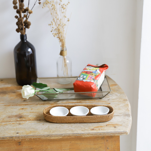 カトラリー入れ楕円浅型S (TRY302) Rosily(ロージリー) バリ島 アタ