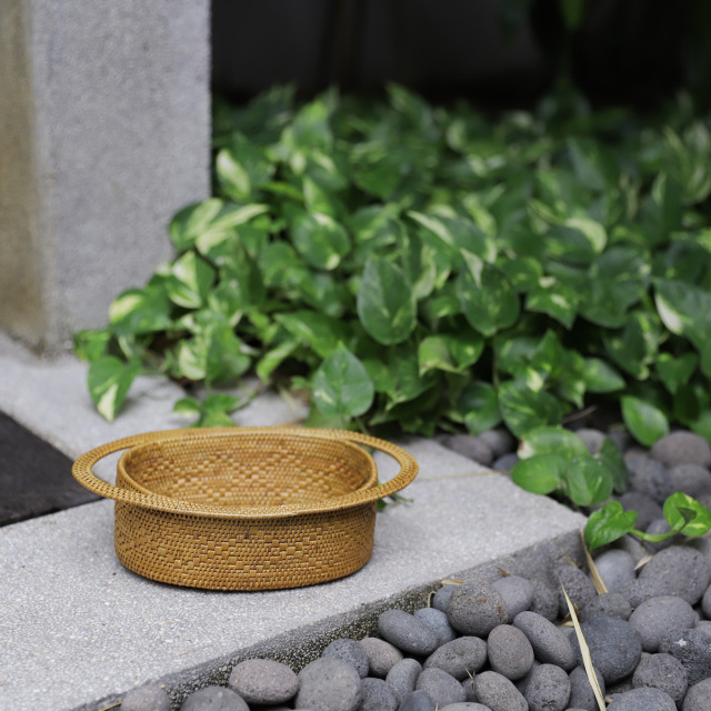 アタ　トレイ　楕円　持手付き
