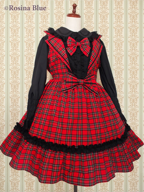大きいサイズ ゴシック＆ロリィタ カチューシャ付 タータンチェック