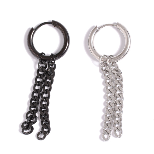 【70%OFF】チェーンフープピアス【メール便可】