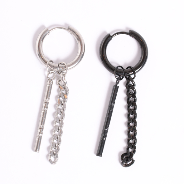 【70%OFF】バー チェーンフープピアス【メール便可】