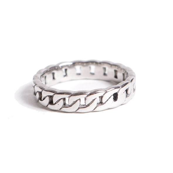 【50%OFF】チェーン サージカル リング 4mm ステンレス シルバー