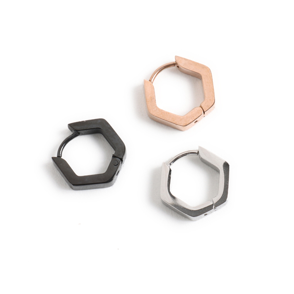 【50%OFF】フープピアス 六角