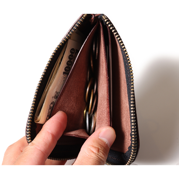 Liscio leather Studs Zipper wallet | ROTAR | ローター