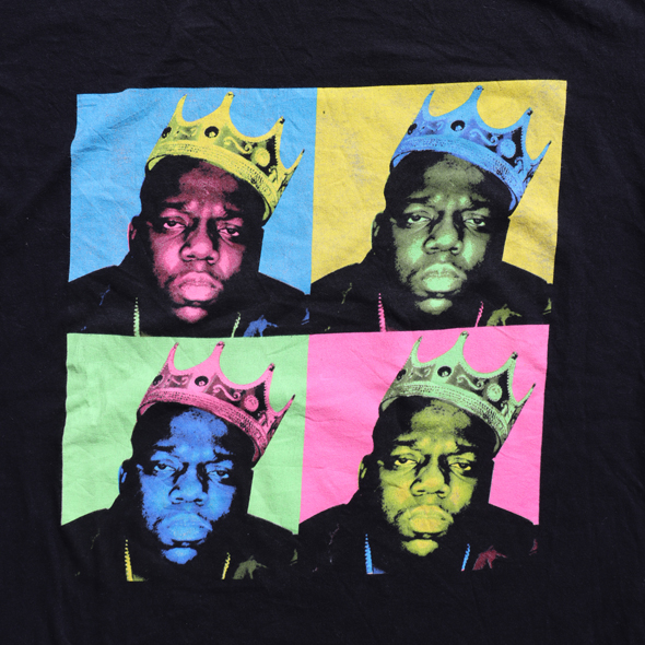 希少 USA製 90s ミス・ピギー ビッグTシャツ ビジュー パール装飾 黒 B.I.G. ビギー Tee ブラック | USED | 古着