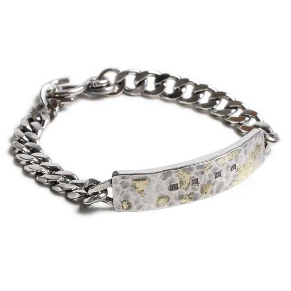VIVIFY (ビビファイ) Hallmarks ID Bracelet/ Hammered Finish w/gold【メール便可】
