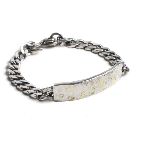 VIVIFY (ビビファイ) Back Hallmarks ID Bracelet/ Hammered Finish w/gold【メール便可】