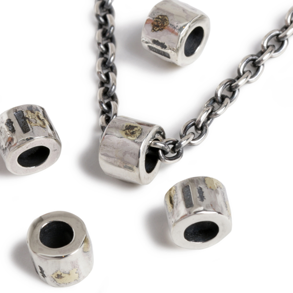 VIVIFY (ビビファイ) Solid Silver Beads /Large Cylinder w/gold 【メール便可】