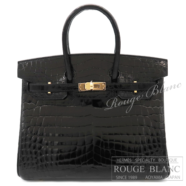 エルメス　バーキン25　黒　ブラック　クロコダイルニロティカス リセ　ゴールド金具　【新品】 HERMES Birkin25 Black Crocodile Niloticus Lisse Gold Buckle 【NEW】