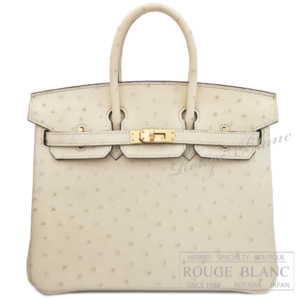 エルメス　バーキン25　パーシュマン　オーストリッチ　ゴールド金具　【新品】 　HERMES Birkin25 Parchemin Ostrich Gold Buckle 【NEW】