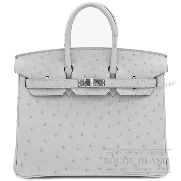 エルメス　バーキン25　パールグレー/グリパール　オーストリッチ　シルバー金具　【新品】 　HERMES Birkin25 Gris perle Ostrich Silver Buckle 【NEW】