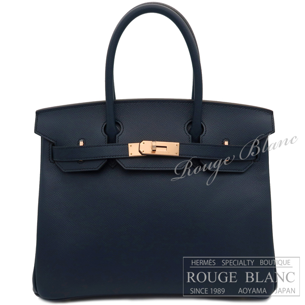 エルメス　バーキン30　ブルーインディゴ　エプソン 　ローズゴールド金具　 【新品】　　HERMES Birkin30 Blue Indigo Epsom　Buckle Rose Goｌｄ【NEW】
