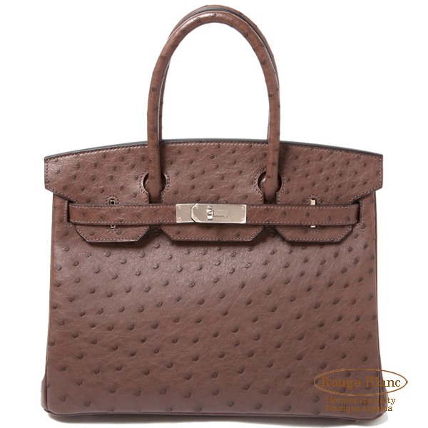 エルメス　バーキン30　エベンヌ　オーストリッチ S金具 【新品】　HERMES Birkin30 Ebene Ostrich Silver Buckle 【NEW】