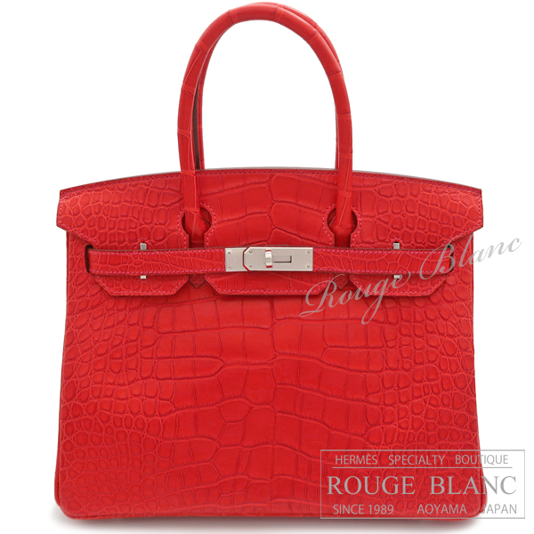 エルメス バーキン30　ゼラニウム  クロコダイル　アリゲーター　マット　 シルバー金具 【新品】 HERMES Birkin30  Geranium　Crocodile Alligator mat Silver Buckle 【NEW】